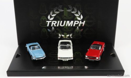 Corgi - Triumph Coffret Box Set 3X Collection - Spitfire Mkiii 1962 - Stag Mkii 1955 - Tr6 1960 Light Blue Red White