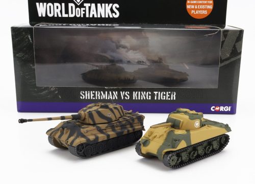 Corgi - TANK SET 2X SHERMAN + KING TIGER 1945 MILITARY CAMOUFLAGE