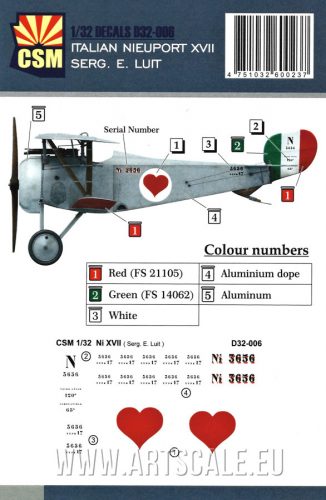 Copper State Models - 1/32 ITALIAN NIEUPORT XVII SERG. E. LUIT