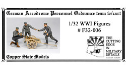 Copper State Models - 1/32 German aerodrome personnel ordnance team with cart