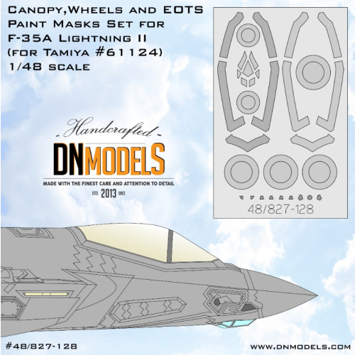 Dnmodels - 1:48 F-35A Lightning Ii Canopy, Wheels And Eots Paint Masks Set For Tamiya Model Kits (48/827-128)