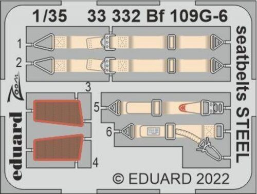 Eduard - Bf 109G-6 seatbelts STEEL