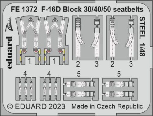 Eduard - F-16D Block 30/40/50 seatbelts STEEL 1/48 KINETIC