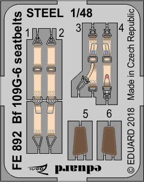 Eduard - Bf 109G-6 seatbelts STEEL f.Tamiya