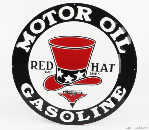 Edicola - Accessories Metal Round Plate - Red Hat Gasoline White Black Red