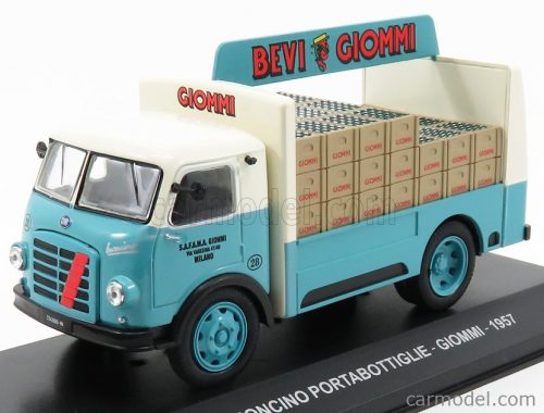 Edicola - Om Fiat Leoncino Truck Portabottiglie Giommi 1957 Light Blue Cream