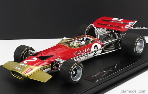 Gp-Replicas - Lotus F1 49C Ford Gold Leaf Team Lotus N 2 Season 1970 John Miles - Con Vetrina - With Showcase Red