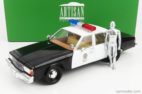 Greenlight - Chevrolet Caprice Metropolitan Police 1987 - Terminator 2 Movie 1991 - The Judgment Day - Il Giorno Del Giudizio - With T-1000 Liquid Metal Android Figure Black White