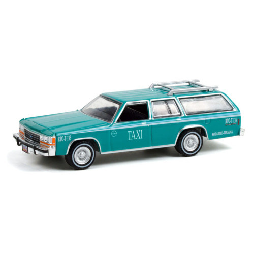 GREENLIGHT - 1991 Ford LTD Crown Victoria Wagon - Rosarito, Baja California, Mexico Taxi - Teal with White Stripes (Hobby Exclusive)