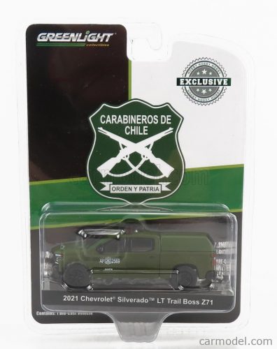 Greenlight - Chevrolet Silverado Lt Pick-Up Trail Boss Z71 Carabineros De Chile Police 2021 Military Green