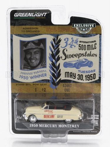 Greenlight - MERCURY MONTEREY CABRIOLET OFFFICIAL PACE CAR 34th INTERNATIONAL 500 MILE 1950 CREAM