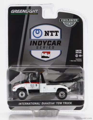 Greenlight - International Durastar 4400 Truck Carro Attrezzi Ntt Indycar Series - Wrecker Road Service 2023 White Black