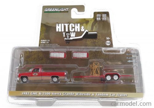 Greenlight - Gmc K-2500 Pick-Up With Trailer Car Transporter 1982 Red