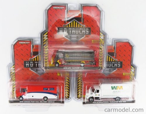 Greenlight - International Set Assortment 6 Pieces - 2X Durastar Truck Waste Managment 2013 - 2X Truck United Parcel Service 2019 - 2X Truck Mail Delivery Canada Post 2019 Various