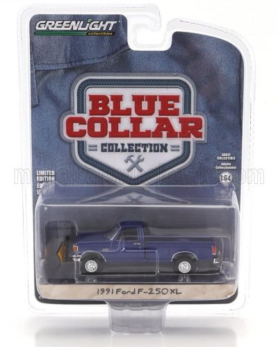 Greenlight - FORD USA F-250 XL WITH SNOW PLOW SPAZZANEVE PICK-UP 1991 BLUE