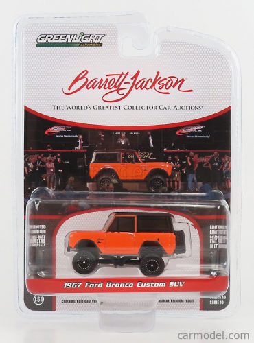 Greenlight - Ford Usa Bronco Custom Suv 1967 - Barrett Jackson Orange Black