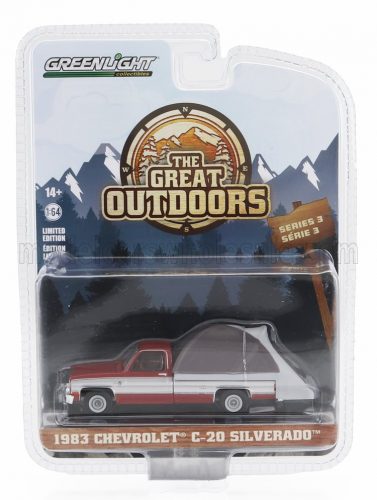 Greenlight - CHEVROLET C-20 PICK-UP SILVERADO CAMPER 1983 RED SILVER