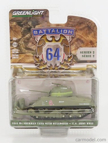 Greenlight - Tank M4 Sherman Usa Army World War Ii With Bulldozer 1944 Military Sand