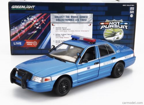 Greenlight - Ford Usa Crown Victoria Police Interceptor Seattle 2001 Blue White