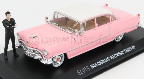 Greenlight - CADILLAC FLEETWOOD SERIES 60 WITH FIGURE 1955 - PERSONAL CAR ELVIS PRESLEY PINK WHITE