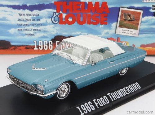 Greenlight - Ford Usa Thunderbird Cabriolet Closed 1966 - Thelma & Louise Light Blue Met White