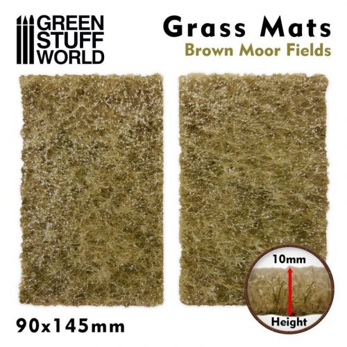 Green Stuff World - Grass Mat Cut-Outs: BROWN MOOR FIELDS (Size: 90x145 mm  Height: 10 mm) - 2 pcs.