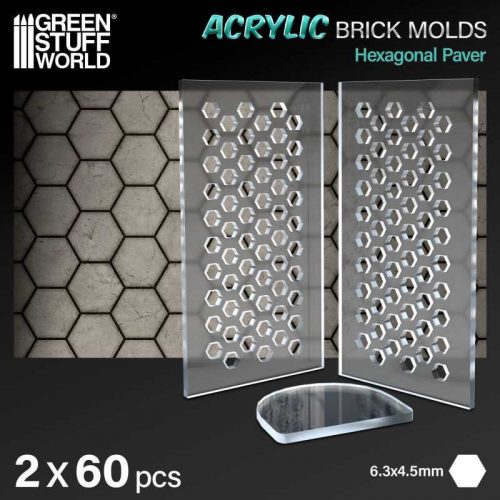 Green Stuff World - Acrylic molds - Hexagonal Paver (pack x2)