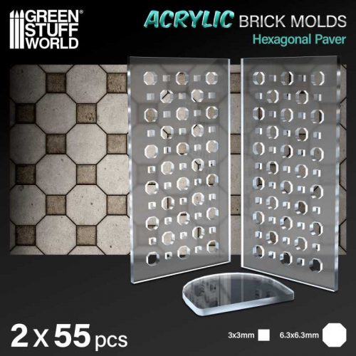 Green Stuff World - Acrylic molds - Octagon Paving Brick (pack x2)