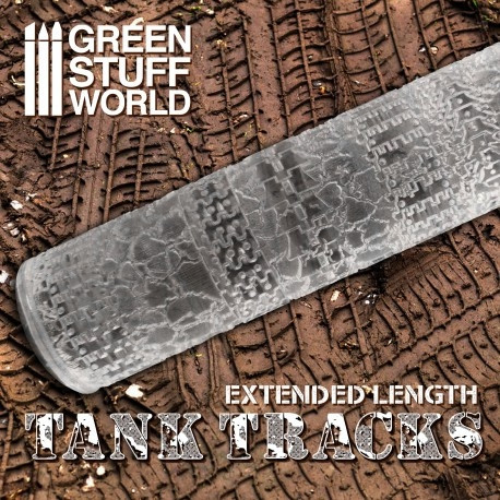 Green Stuff World - Rolling Pin TANK TRACKS (length: 14.50 cm, diameter: 2.5 cm, scale: 28-35 mm, footprint width: 10 mm)