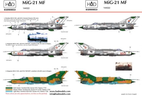 Had models - Mig-21 MF decal sheet/ matrica1:144