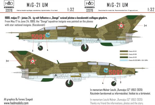 HAD models - MiG-21 UM5091 Dongó csillaggal