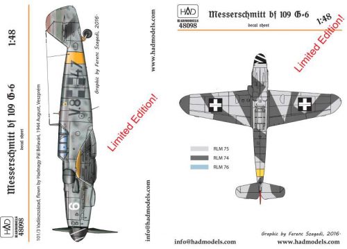 Had models - Messerschmitt Bf 109G-6 decal sheet 1:48