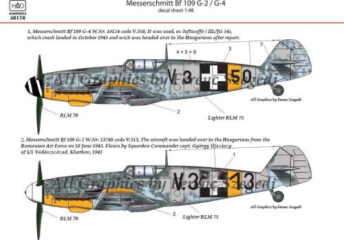 Had models - Messerschmitt Bf 109G-2/G-4 decal sheet 1:48