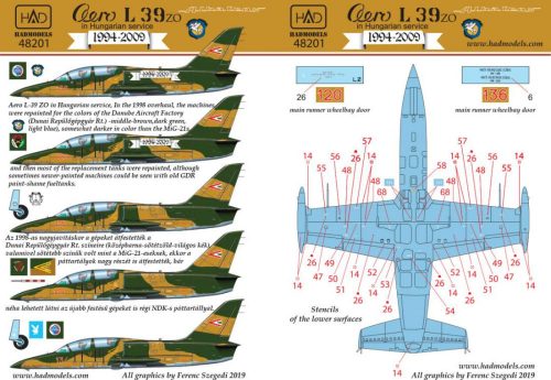 Had models - Aero L-39 ZO in Hungarain service part 1 decal sheet 1:48