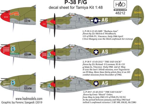 Had models - P-38  F/G for Tamiya kitAbove Europe decal sheet 1:48