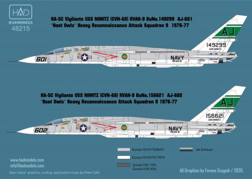 Had models - RA-5C Vigilante / USS Nimitz decal sheet 1:48