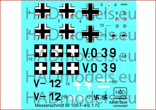 HAD models - corrected Messershmitt Bf 109 F-4/b ( Hungarian V0+39 Aladár Heppes, V-+12, German white 4)