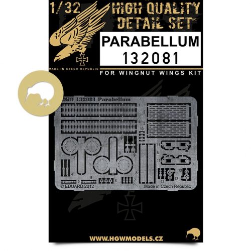 HGW Models - 1/32 Parabellum (machine gun) - Photo-etched Sets  - for various Wingnut Wings kits