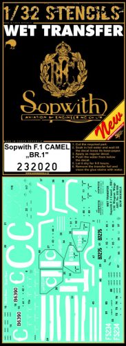 HGW Models - 1/32 Sopwith F.1 Camel - BR.1 Stencils - Wet Transfers - Wingnut Wings