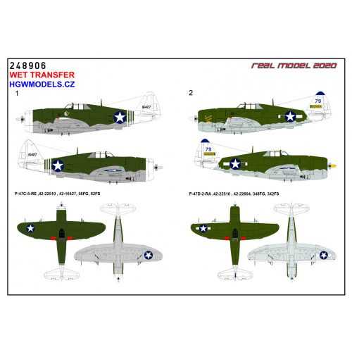 HGW Models - P-47 D Razorback OVER NEW GUINEA  -  Wet Transfers