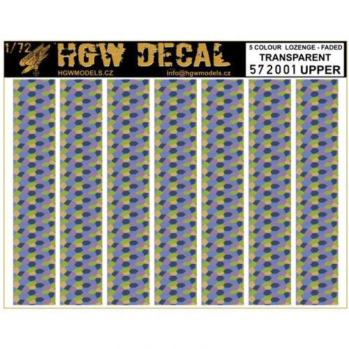 HGW Models - 1/72 5 Colour Lozenge Upper - Decals Wood Grain - transparent sheet: A5