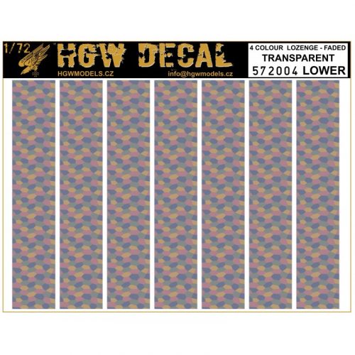 HGW Models - 1/72 4 Colour Lozenge Lower - Decals Wood Grain - transparent sheet: A5