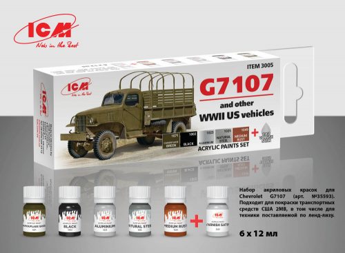 ICM - Acrylic paint set for US WWII vehicles (G7107) 6  12 ml