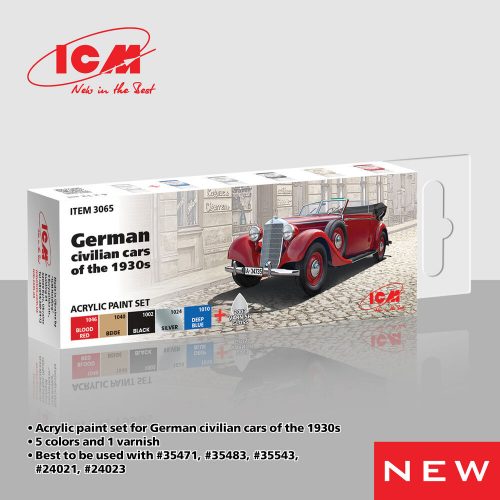 ICM - Acrylic Paint Set for  German civilian cars of the 1930s  6 x12 ml