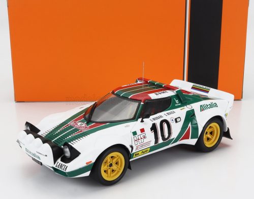 Ixo-Models - LANCIA STRATOS HF TEAM ALITALIA (night version) N 10 WINNER RALLY MONTECARLO 1976 SANDRO MUNARI - SILVIO MAIGA WHITE GREEN RED