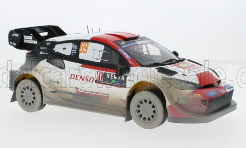 Ixo-Models - TOYOTA YARIS GR HYBRID RALLY1 TEAM TOYOTA GAZOO RACING WRT (dirty version) N 69 2nd RALLY SAFARI 2023 KALLE ROVANPERA - JONNE HALTTUNEN WHITE RED BLACK