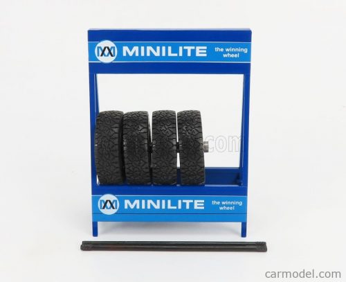 Ixo-Models - Accessories Cavalletto Supporto 4X Pneumatici Minilite - Metal Rack With 4X Tyres Blue Black