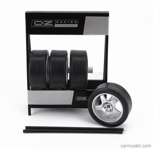 Ixo-Models - Accessories Cavalletto Supporto 4X Pneumatici Oz - Metal Rack With 4X Tyres Black Silver