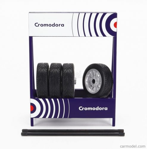 Ixo-Models - Accessories Cavalletto Supporto 4X Pneumatici Cromodora - Metal Rack With 4X Tyres Black Silver