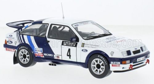 Ixo-Models - FORD ENGLAND SIERRA RS COSWORTH TEAM FORD MOTORSPORTS N 4 5th RALLY 1000 LAKES 1988 STIG BLOMQVIST - BENNY MELANDER WHITE BLUE